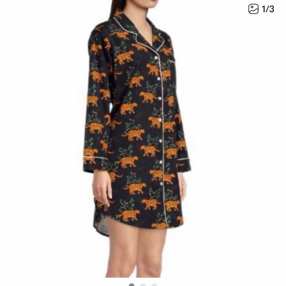 Cost Plus World Market Black and Orange Pajama Shirt